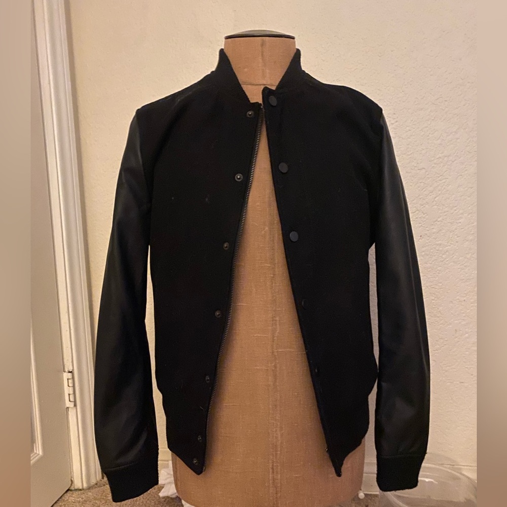 Jacket mens black letterman leather jacket